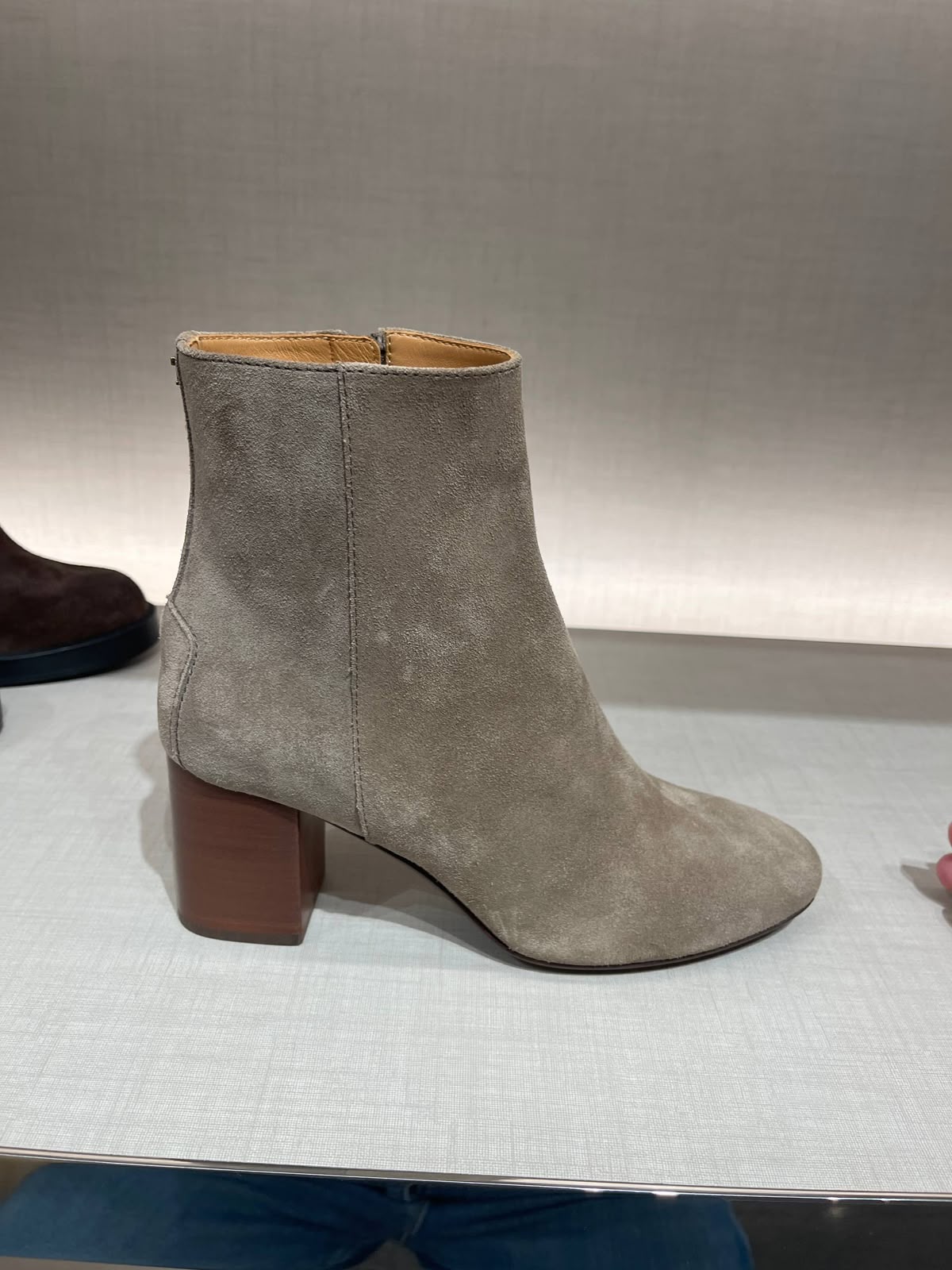 Suede Block Heel Ankle Boot