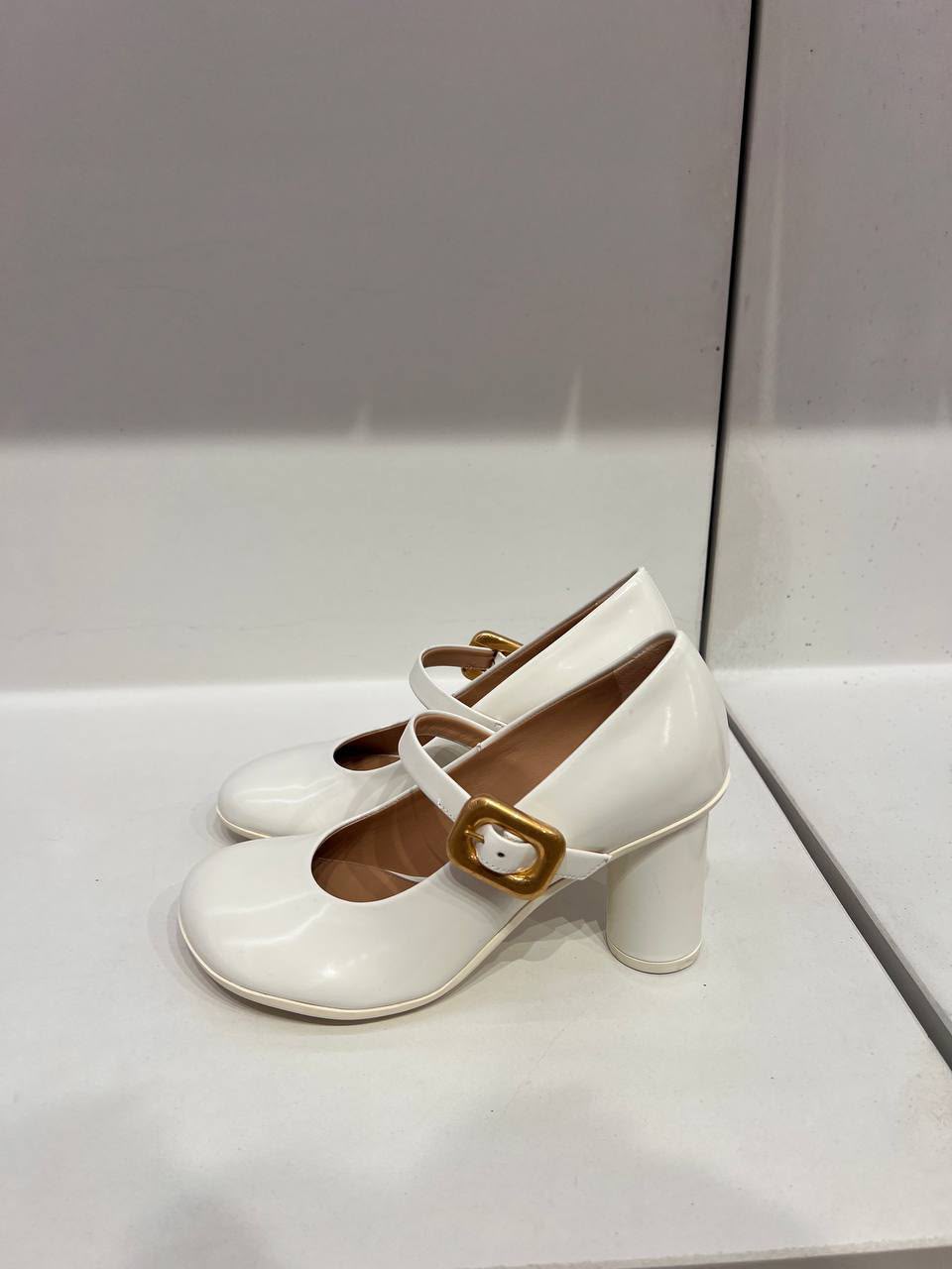 Patent Leather Mary Jane Pumps with Buckle