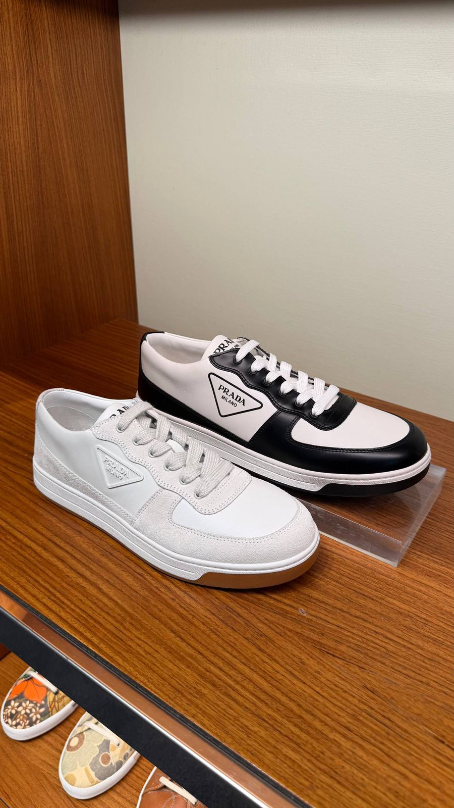 Nylon and Brushed Leather Sneakers