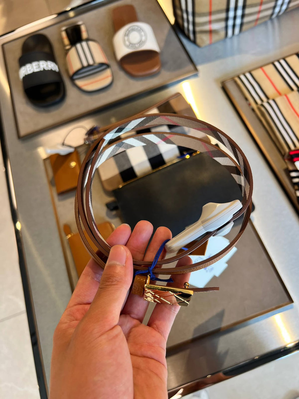 Reversible Vintage Check and Leather Belt