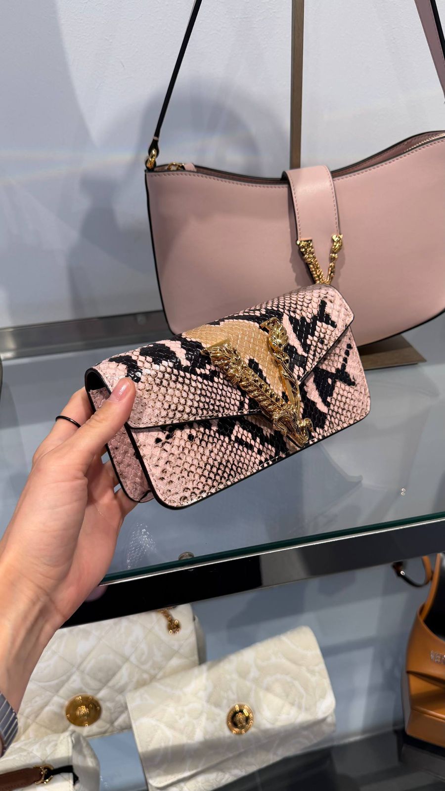 Virtus Snakeskin-Effect Leather Clutch