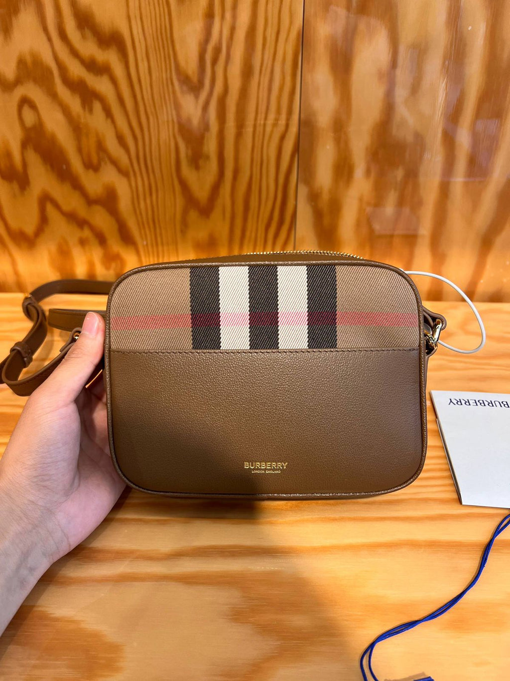 Mini Vintage Check and Leather Camera Bag