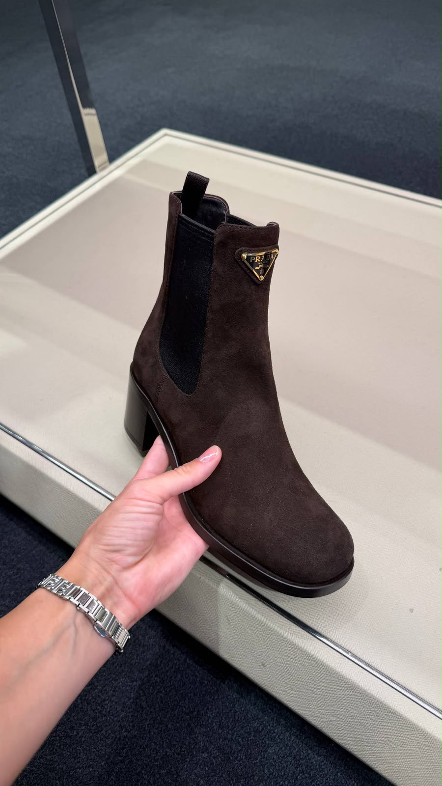 Brushed leather booties