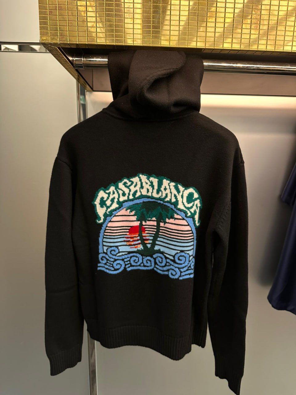 Sunset Intarsia Knit Hoodie