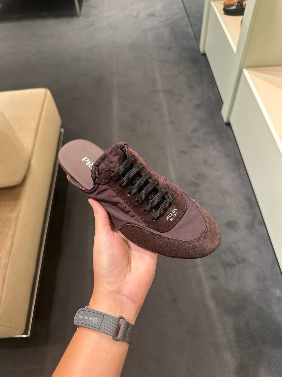 Re-Nylon and Suede Mules