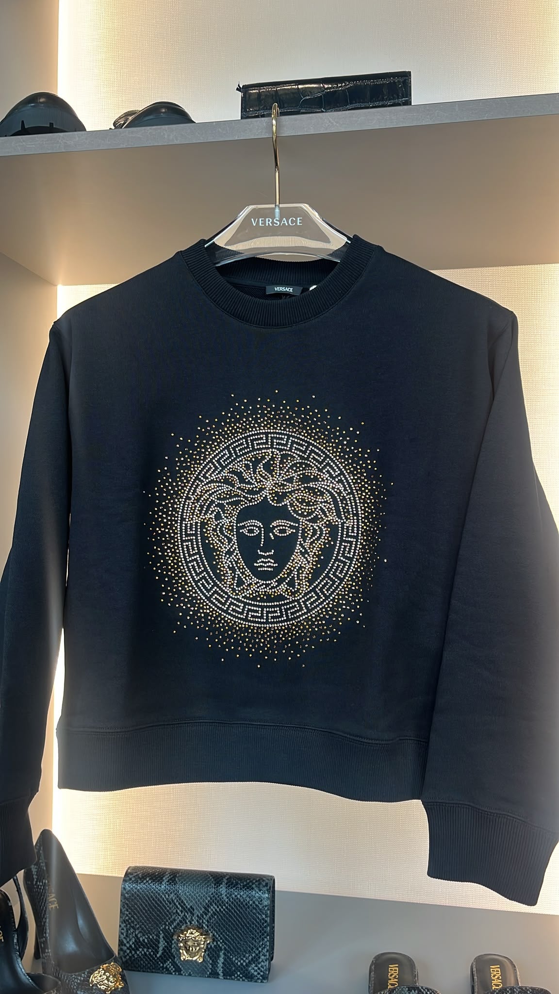 Medusa Crystal Embellished Sweatshirt