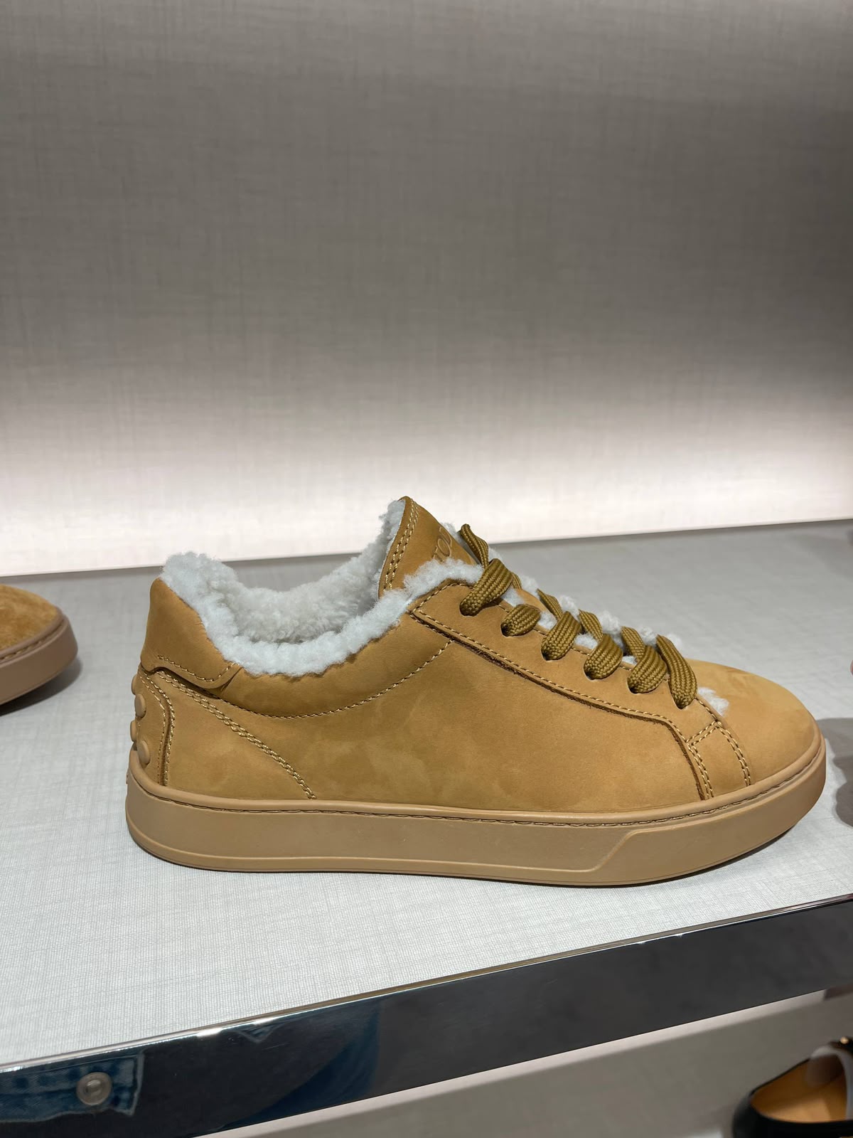 Leather Sneakers with Shearling
