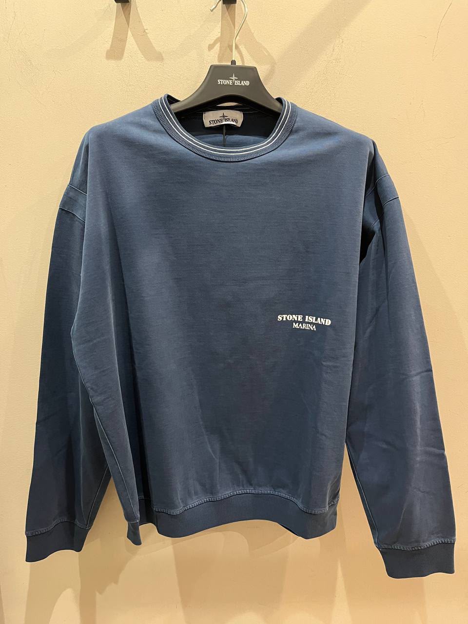 Brushed Cotton Fleece Crewneck Sweatshirt with Spray-Effect Logo