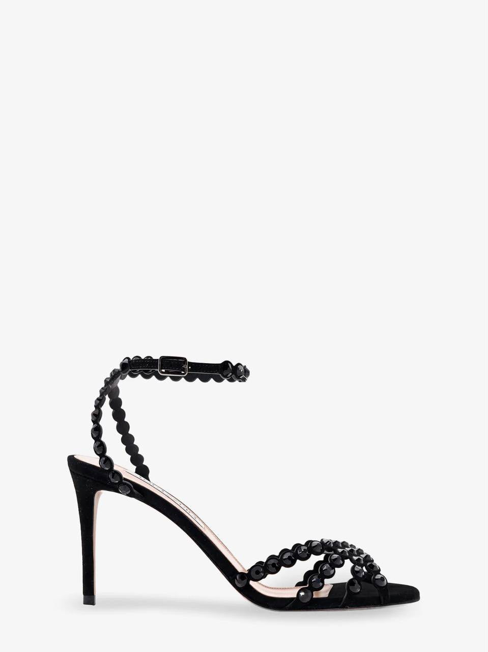 Crystal-Embellished Suede Sandals