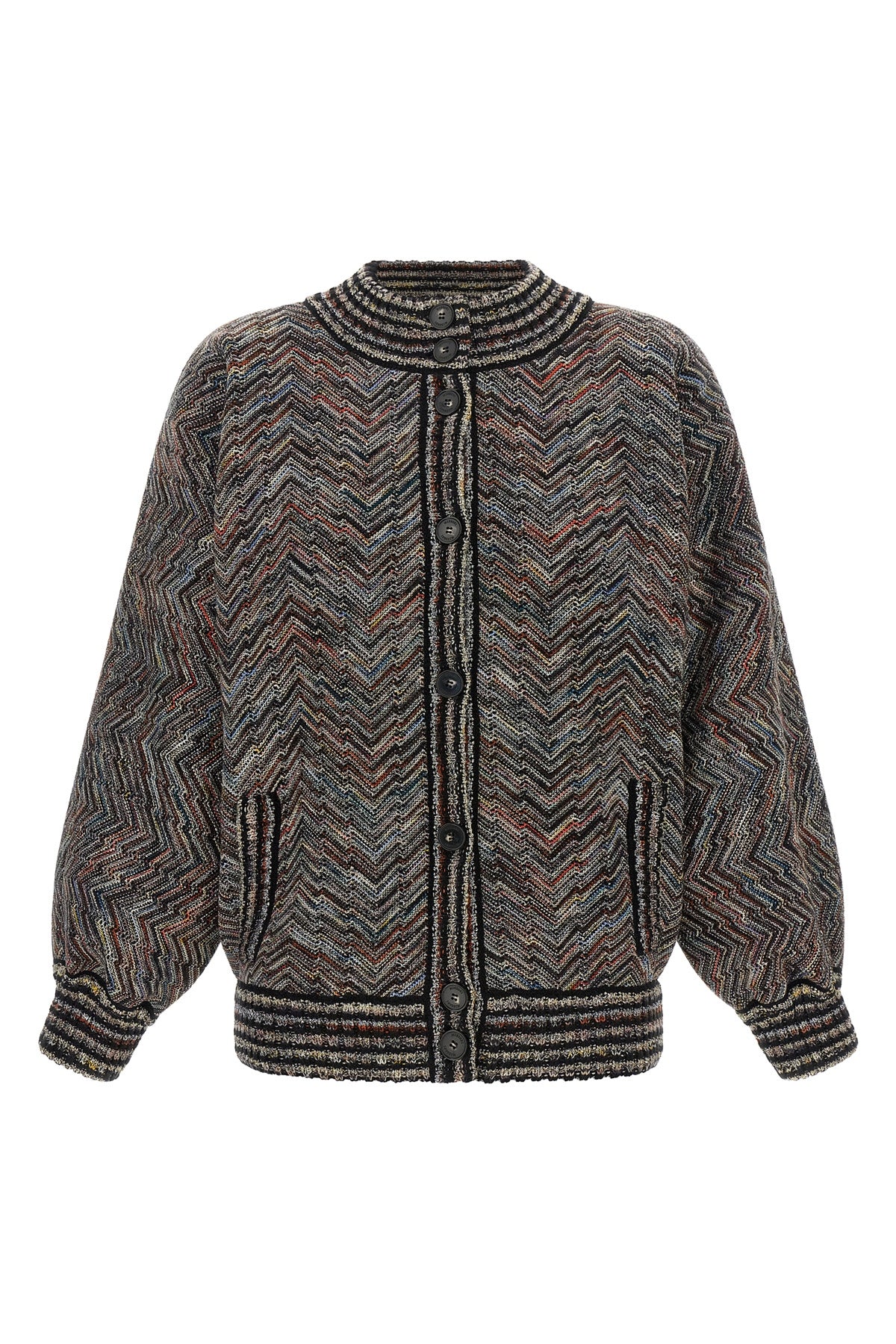 Chevron knit bomber jacket