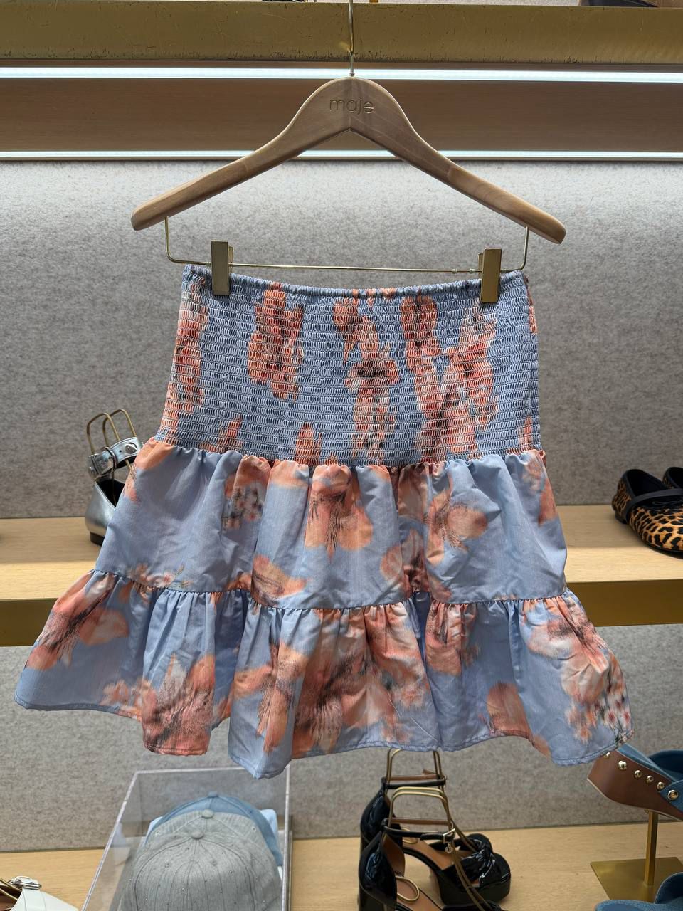 Smocked Floral Mini Skirt