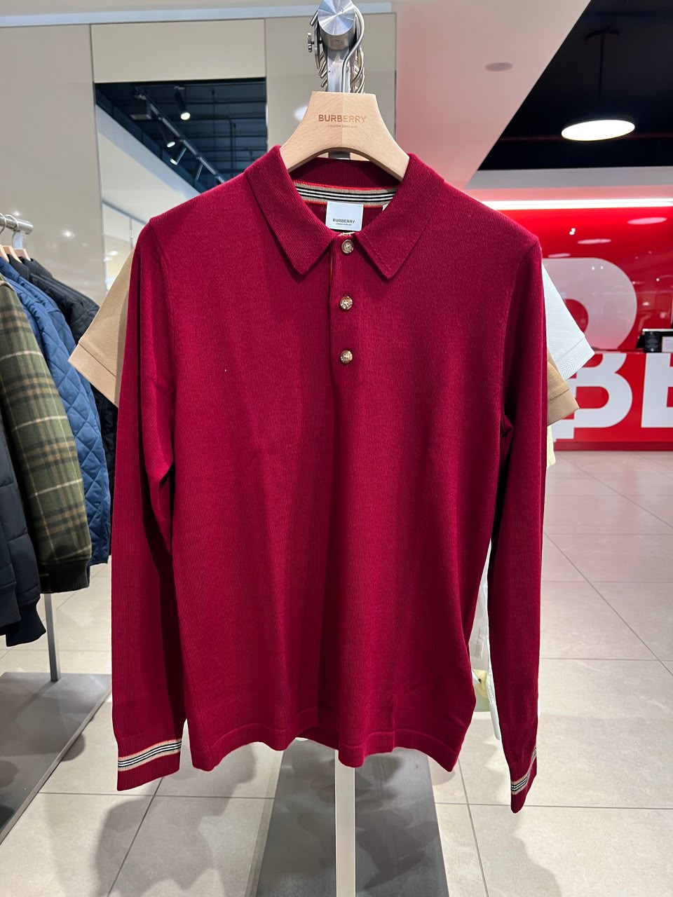 Icon Stripe Detail Merino Wool Polo Shirt