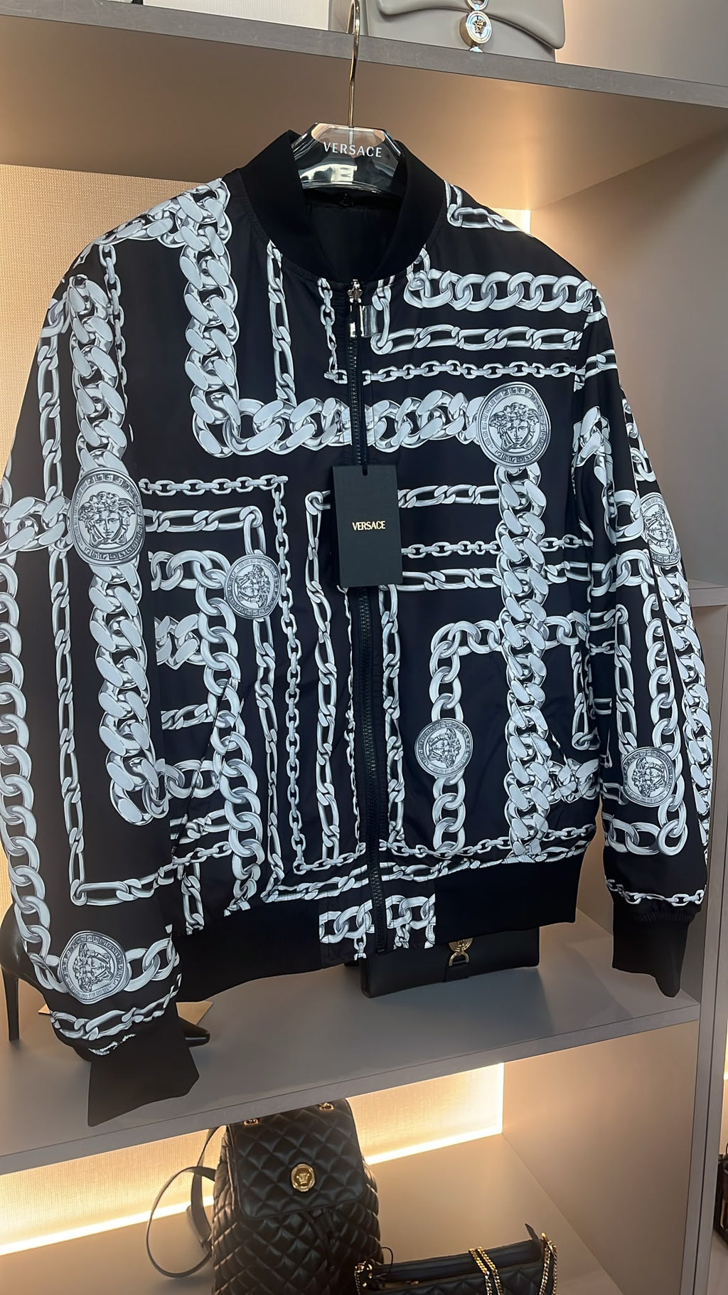 Chain Couture Print Bomber Jacket