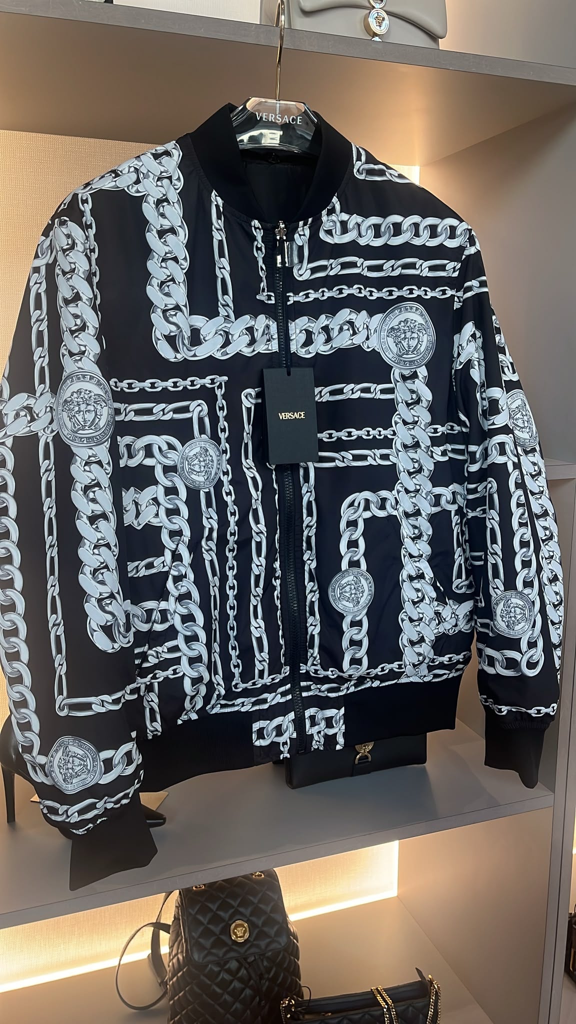Chain Couture Print Bomber Jacket