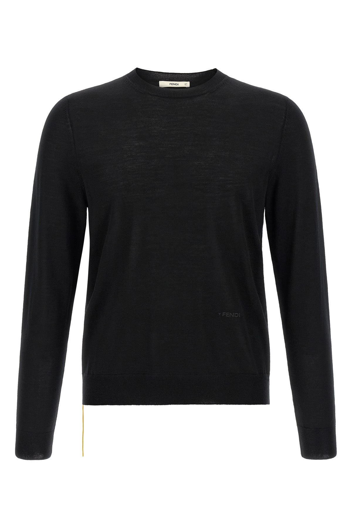 Yellow stitching sweater with visible thread