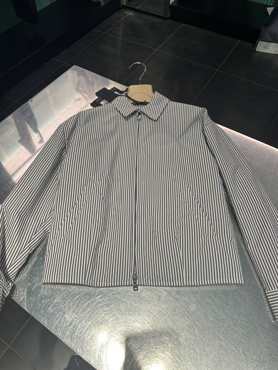 Striped Zip-Up Harrington Jacket