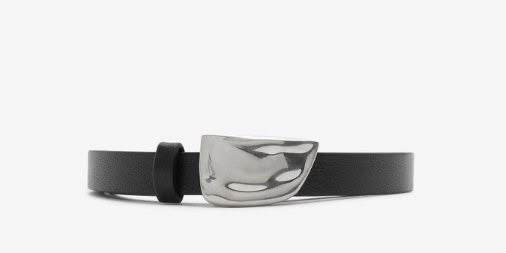 Sculptural Buckle Leather Belt