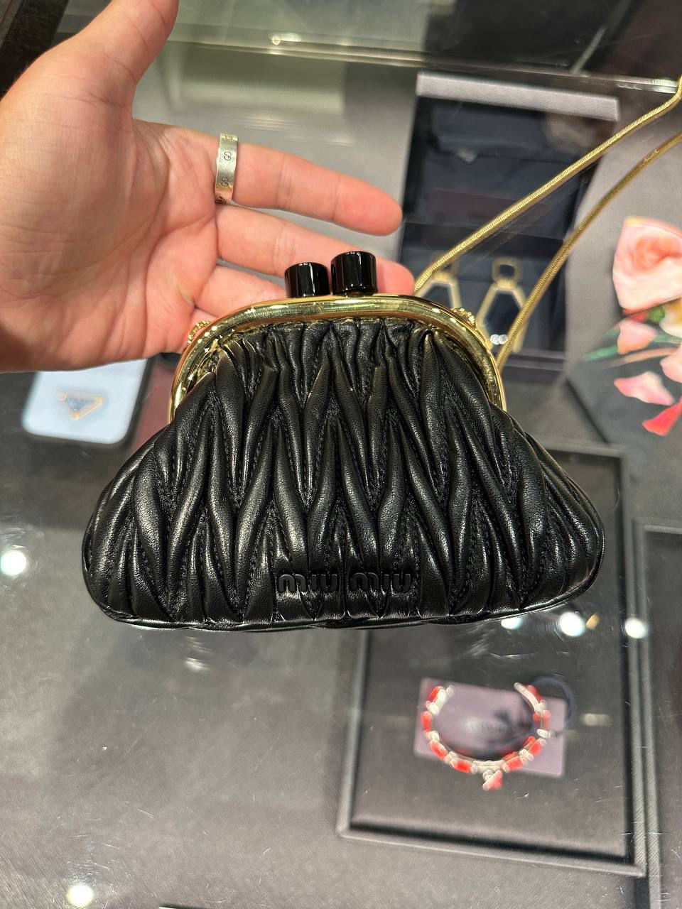 Miu Wander Matelassé Nappa Leather Mini Bag