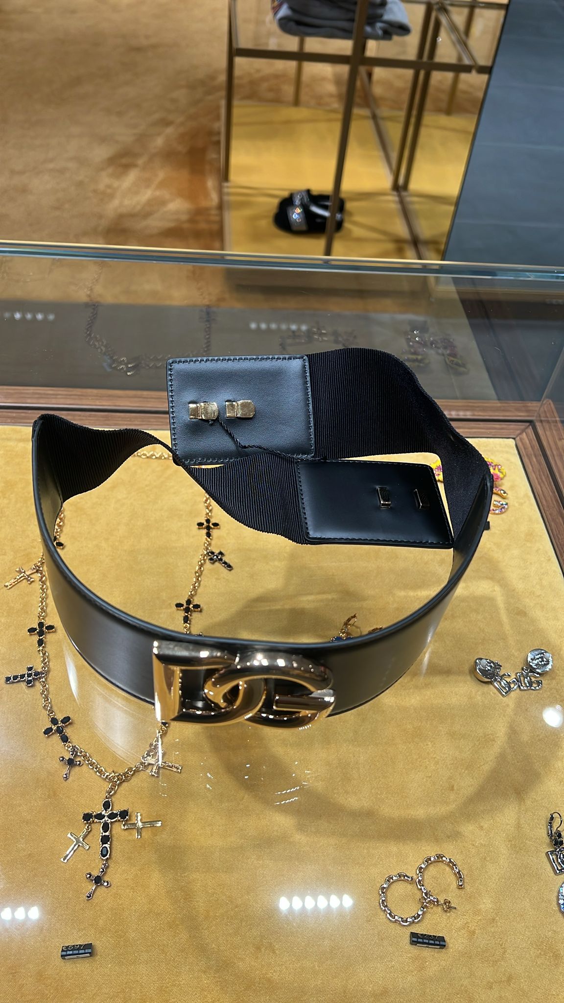 DG Logo Belt in Leather and Elastic