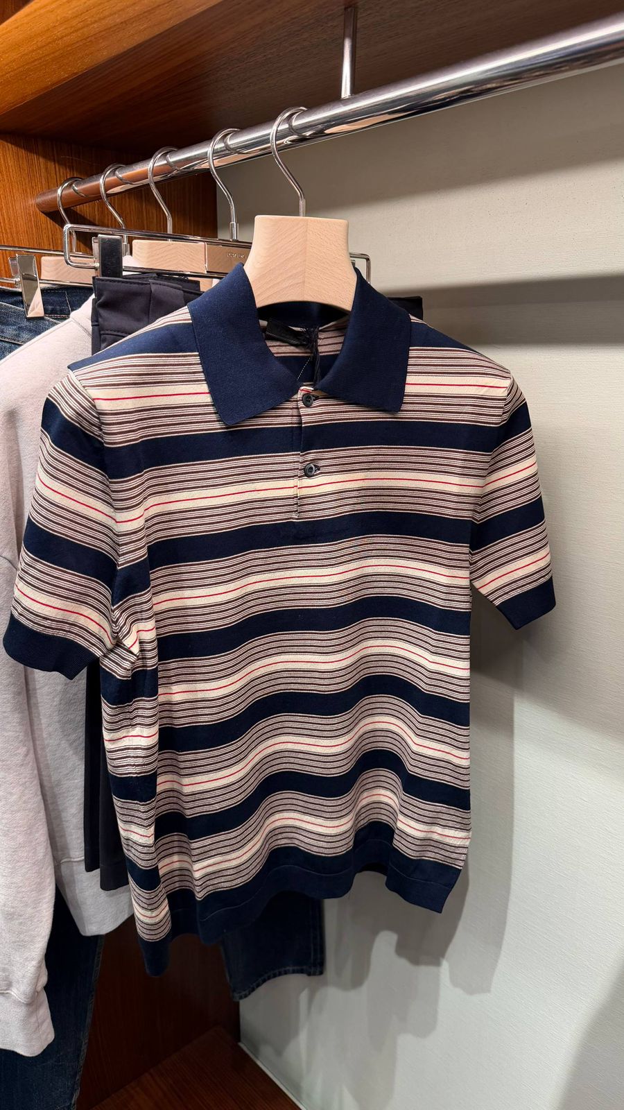 Striped Knit Polo Shirt