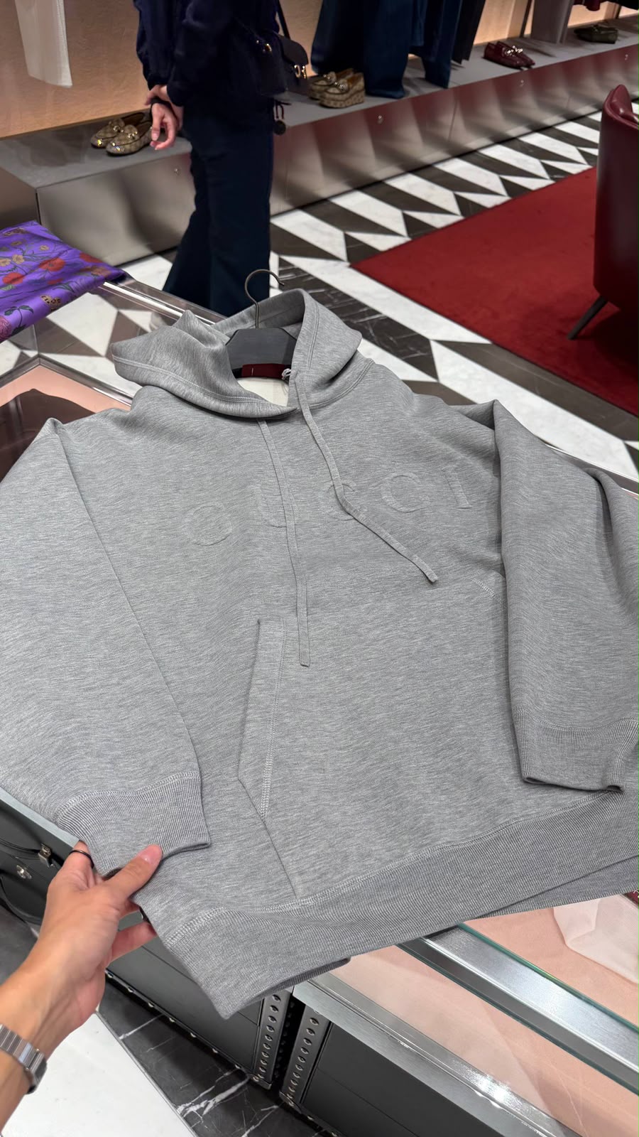 Embossed Logo Cotton Hoodie
