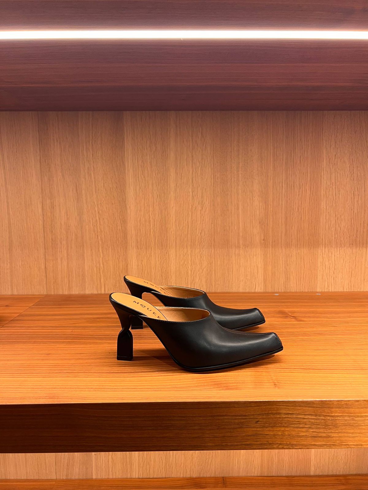 Square Toe Sculptural Heel Mules