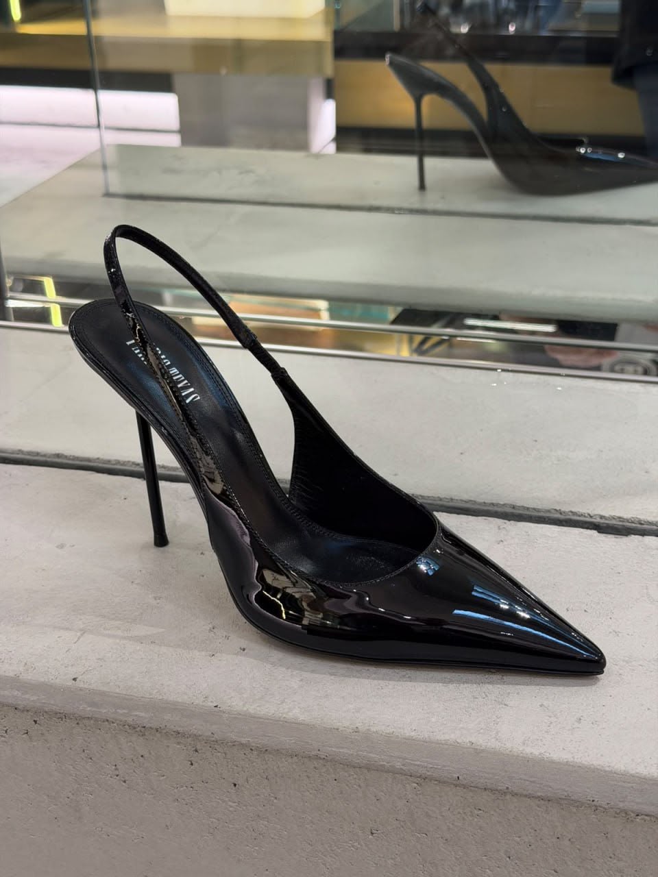 Blade Slingback Pumps in Patent Leather