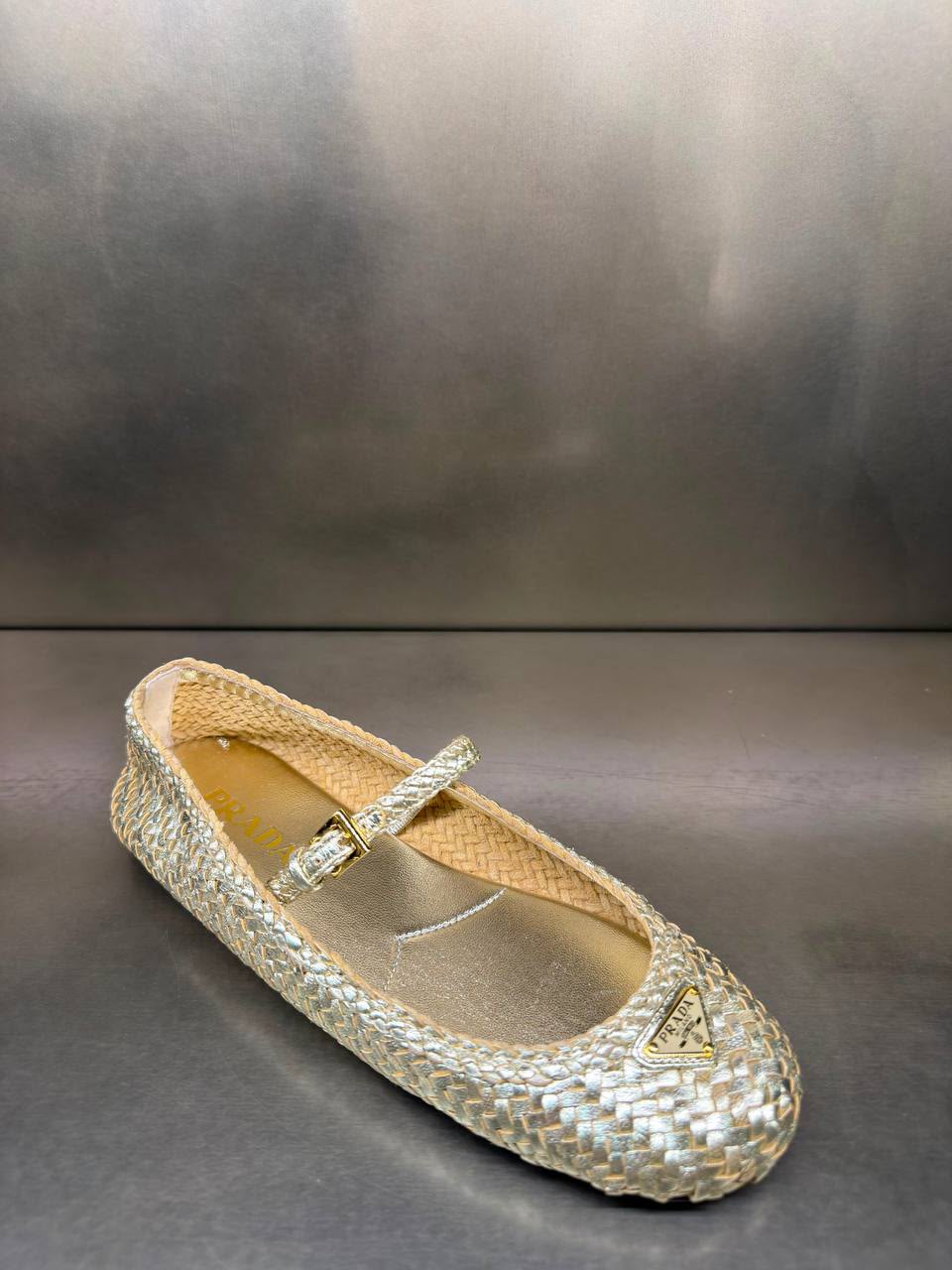 Woven Nappa Leather Mary Jane Ballerinas