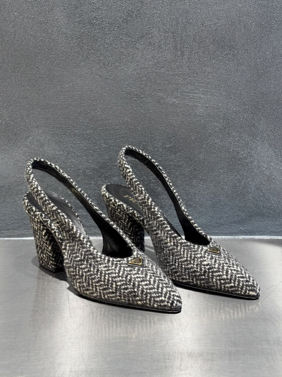 Tweed Slingback Pumps