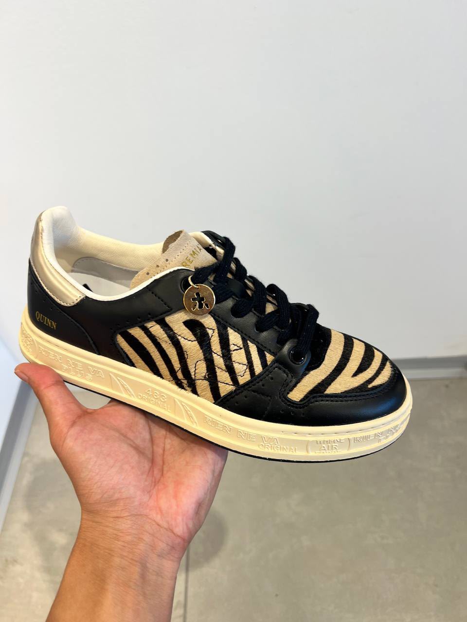 Quinn Zebra Print Leather Sneakers