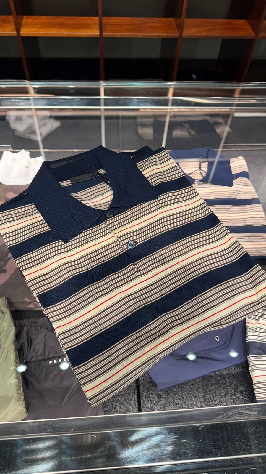 Striped Knit Polo Shirt