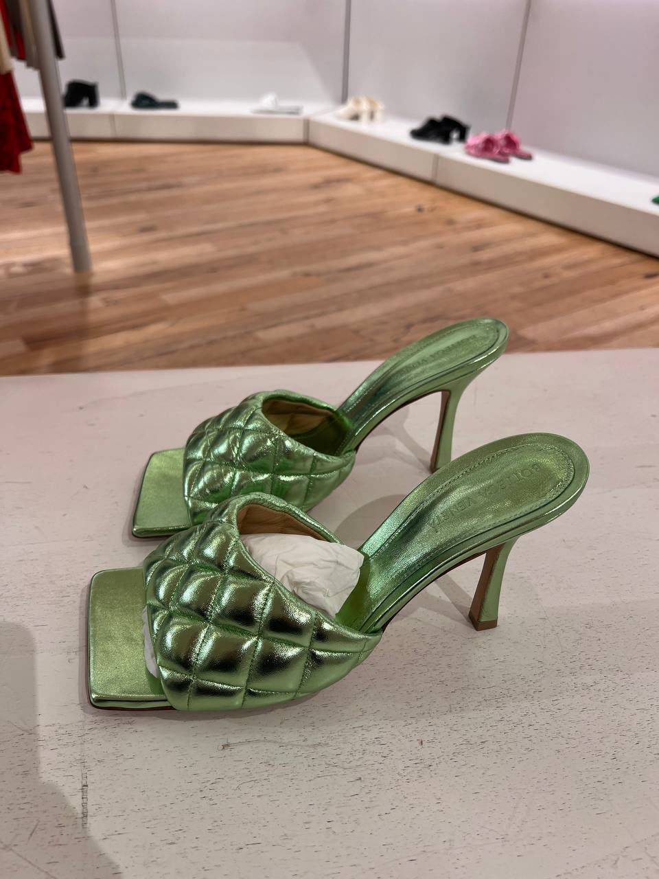 Lido Intrecciato Metallic Leather Mules