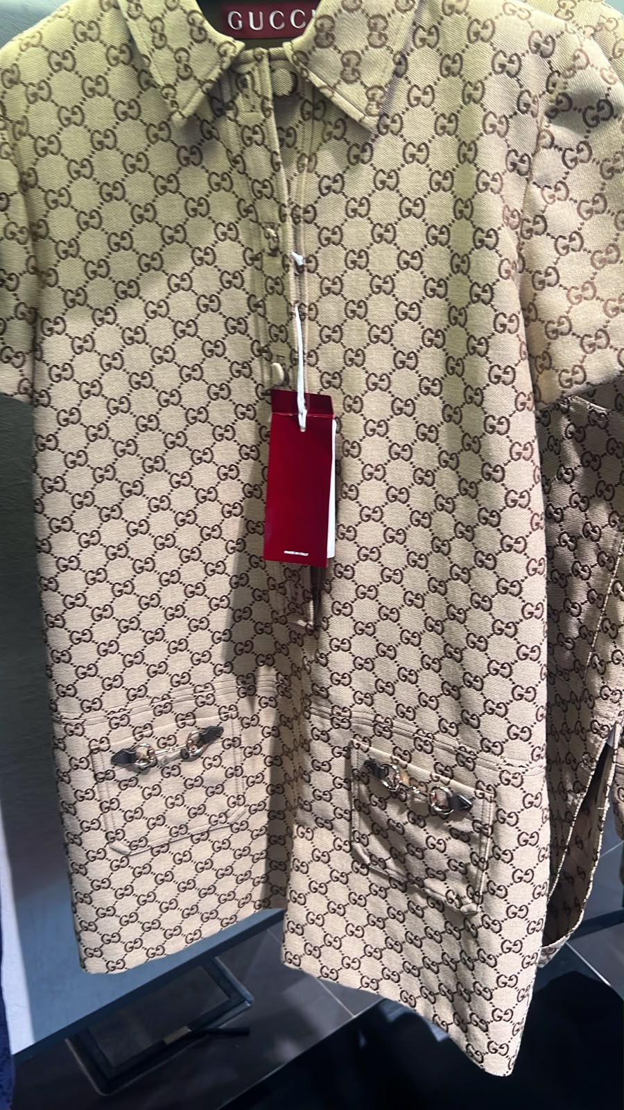 GG Canvas Shirt Dress with Horsebit Detail