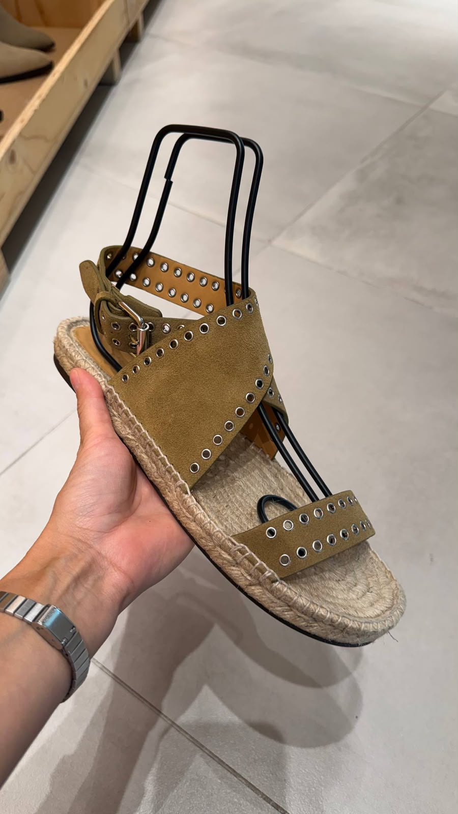 Suede Grommet Espadrille Sandals