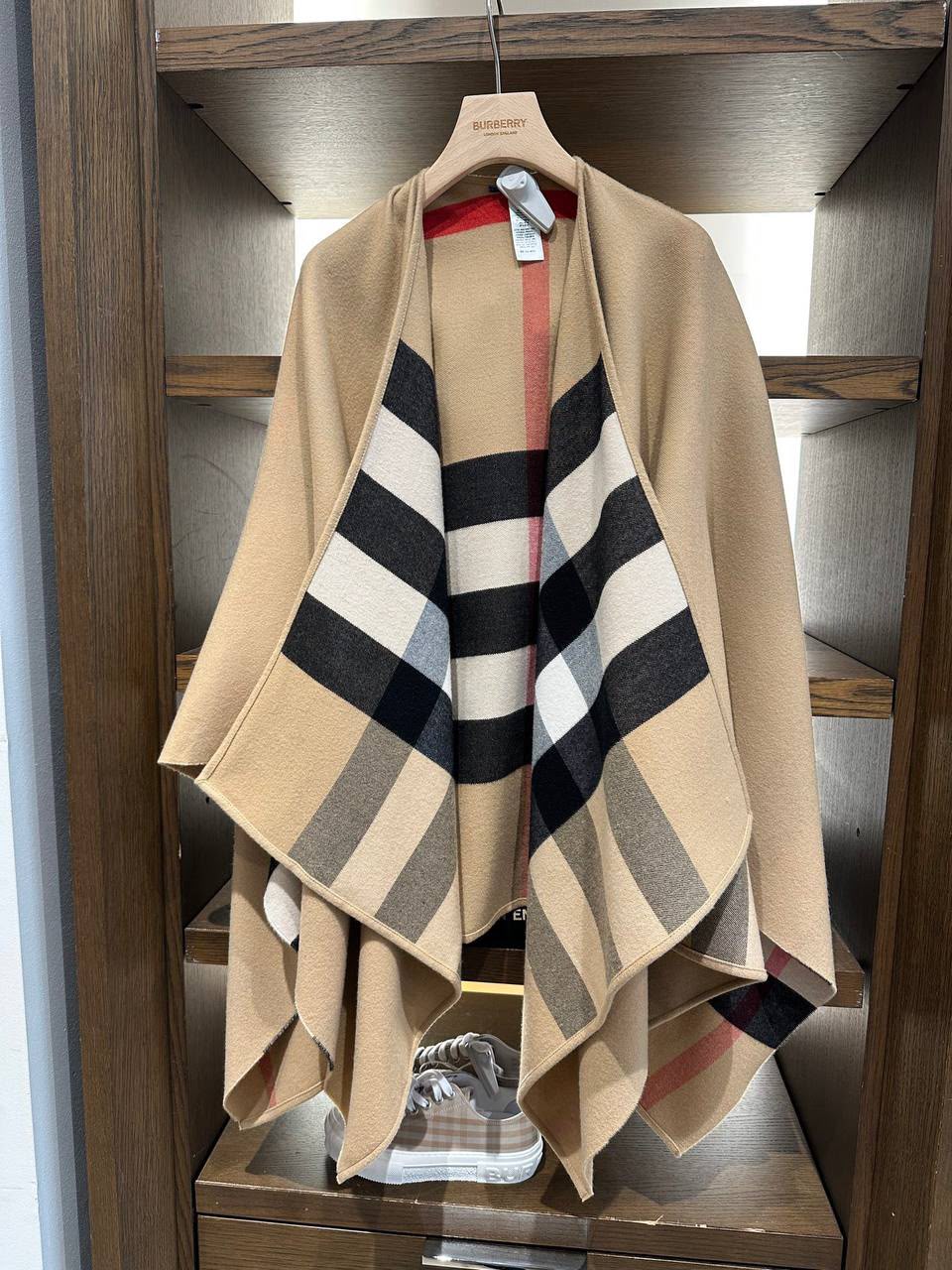 Reversible Check Wool Cashmere Cape