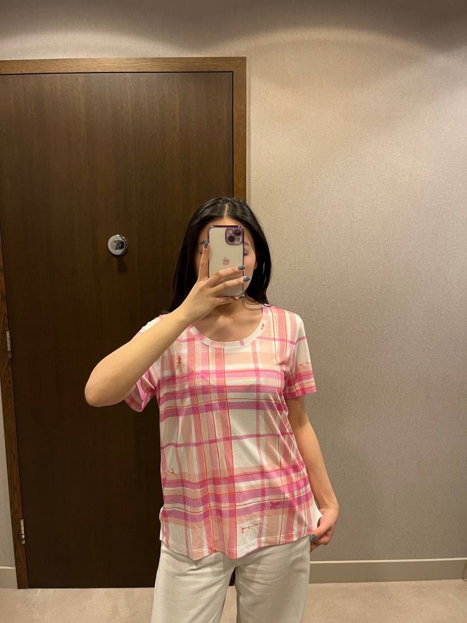 Plaid Print Crew Neck T-Shirt