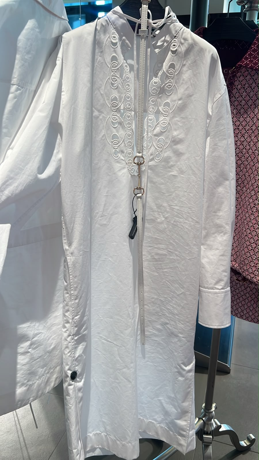 Cotton poplin shirt dress with Horsebit detail