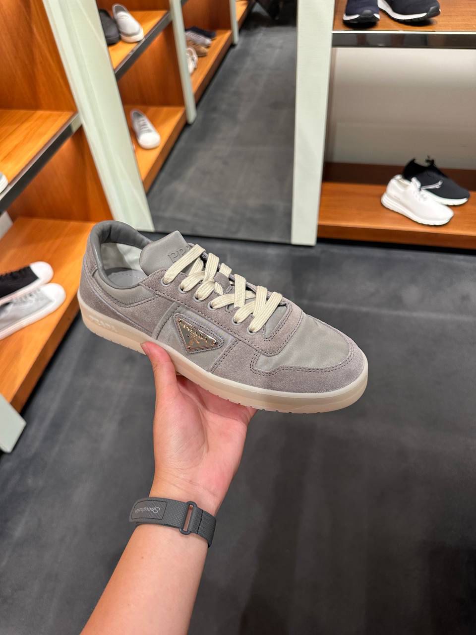 Prada Downtown Suede and Re-Nylon Sneakers
