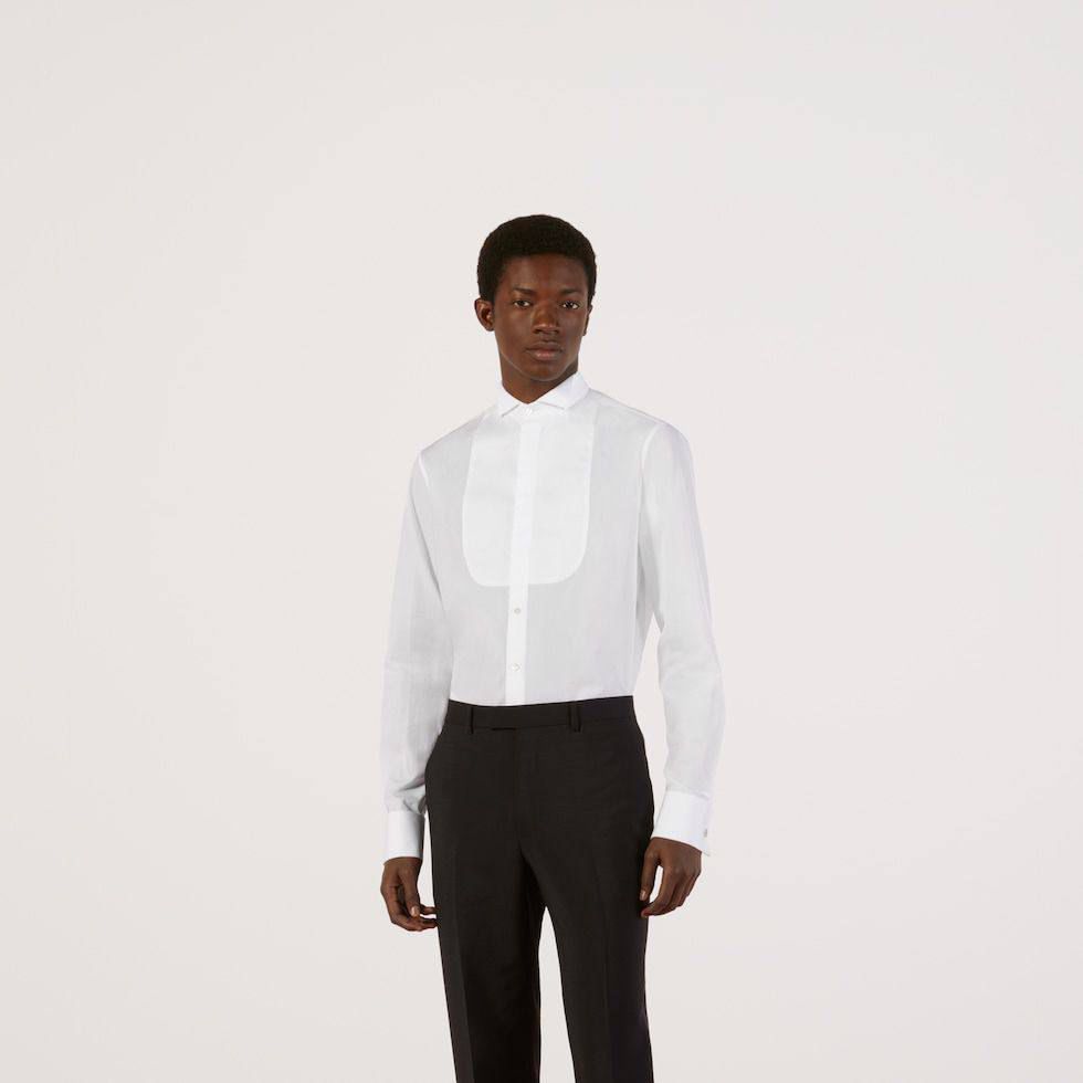 Cotton tuxedo shirt with bib