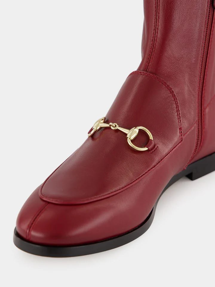Horsebit leather knee-high boots