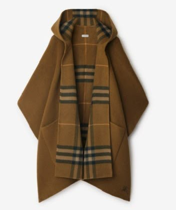 Check Wool Hooded Cape