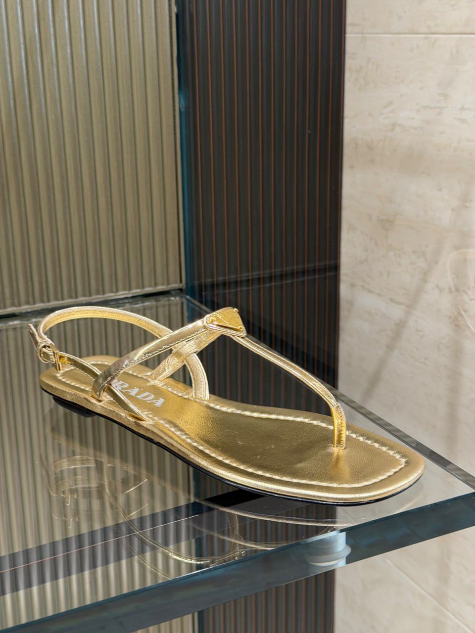 Metallic Leather Thong Sandals