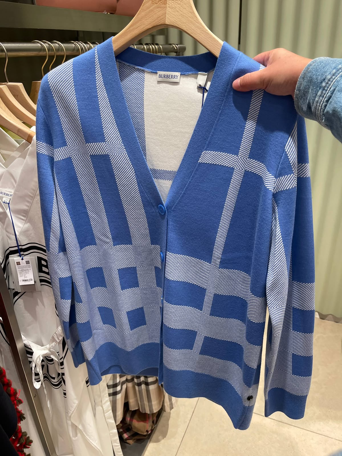 Check Jacquard Knit Cardigan