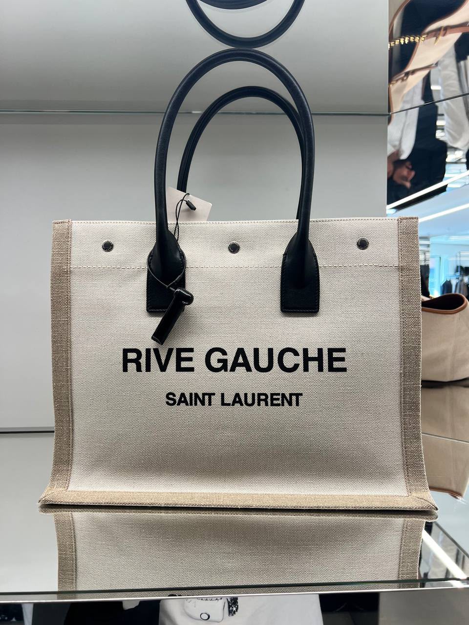 Rive Gauche Tote Bag in Linen and Leather