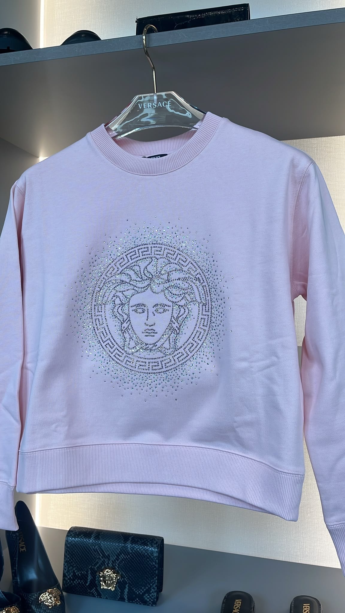 Medusa Crystal Embellished Sweatshirt