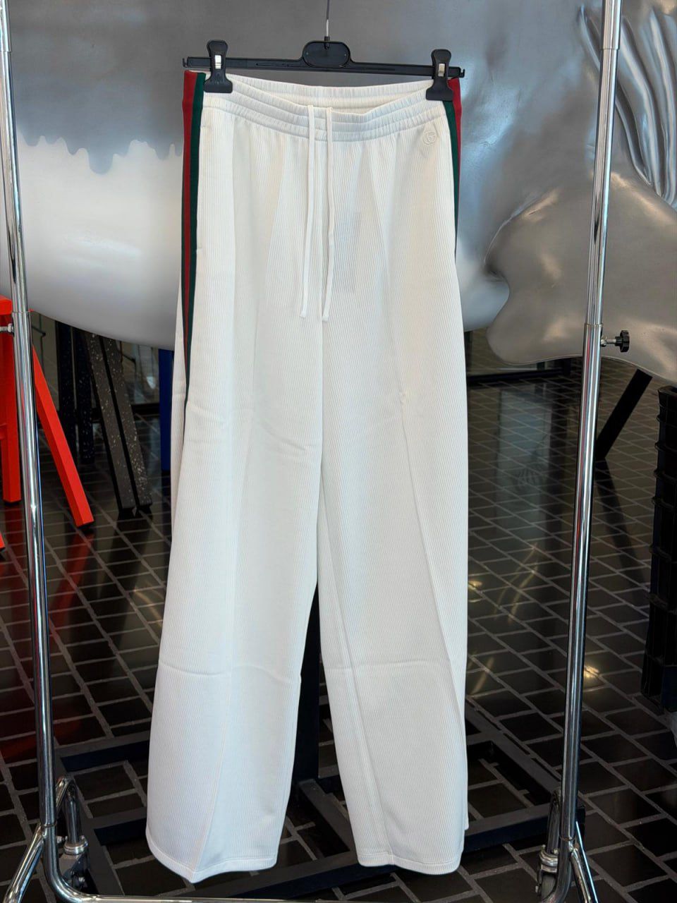 Web stripe technical jersey jogging pants