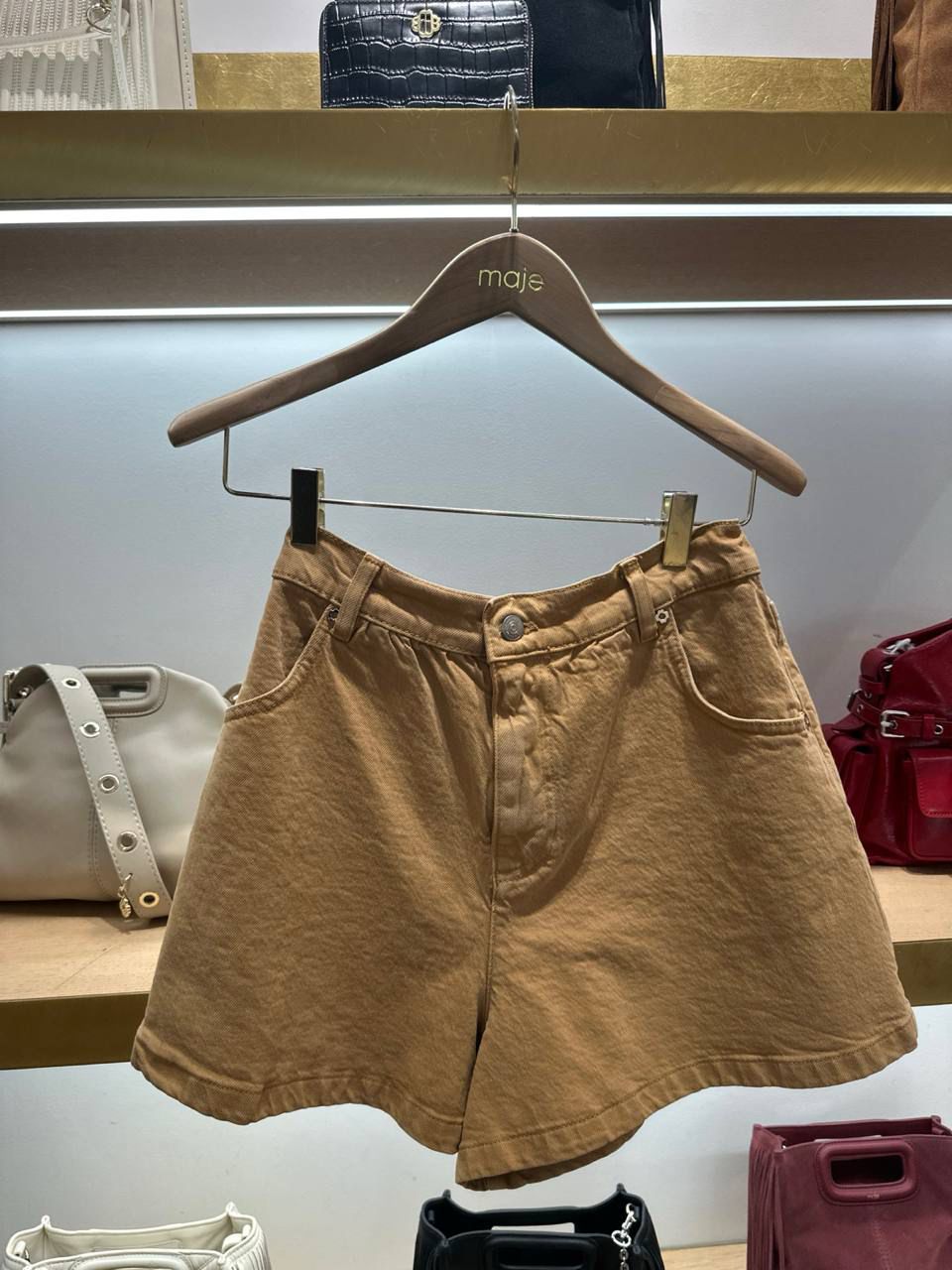 High-waisted denim shorts