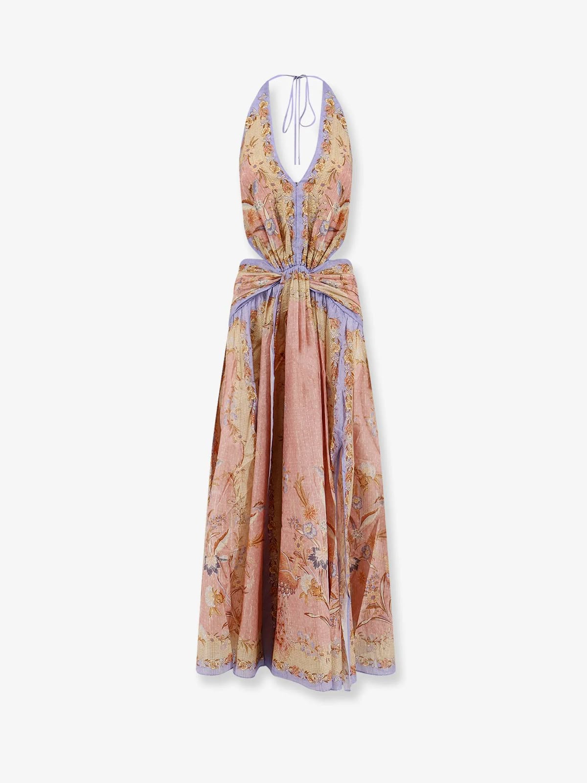 Cira Cutout Floral-Print Linen Maxi Dress