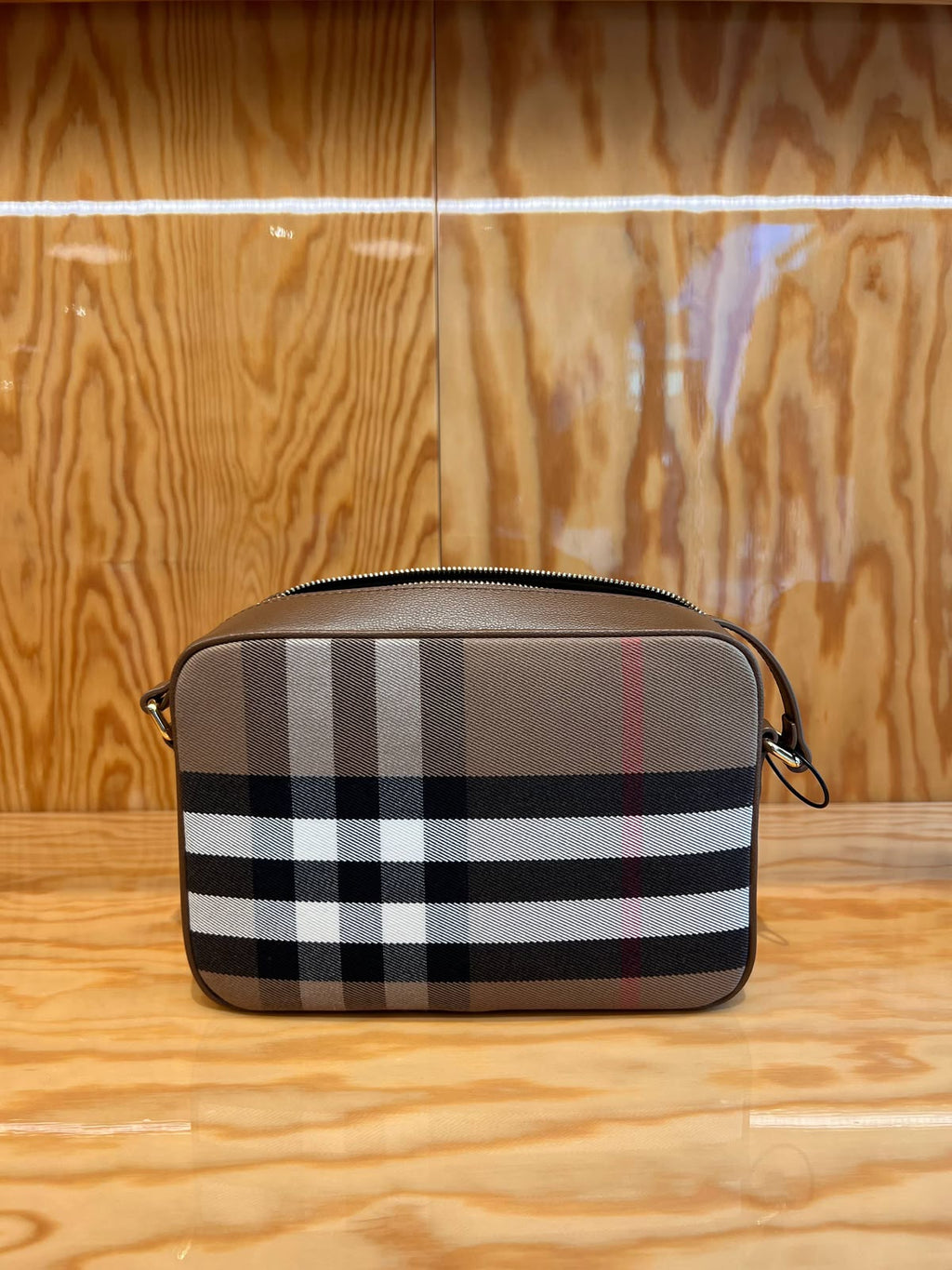 Mini Check and Leather Camera Bag