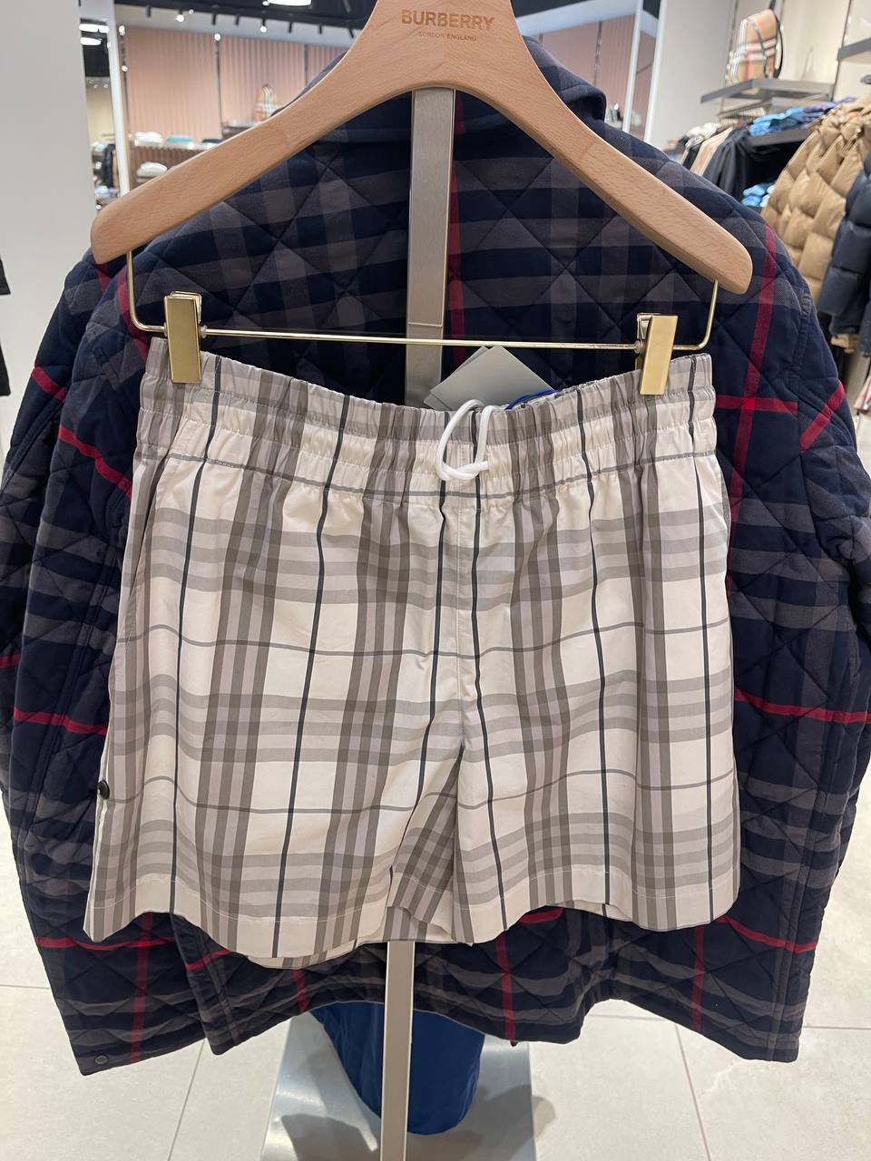 Check Cotton Drawstring Shorts